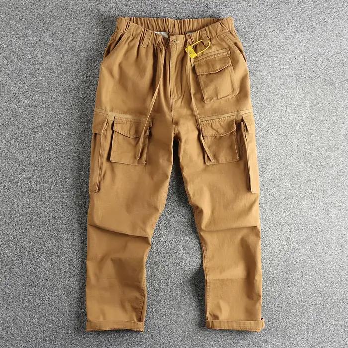 Amei – salopette tendance rétro kaki en tissu tissé à carreaux pour hommes