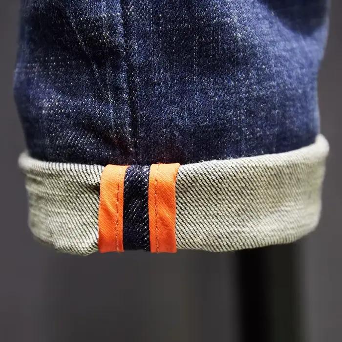 Jean déchiré pour hommes coupe ajustée bleu foncé printemps automne détruit