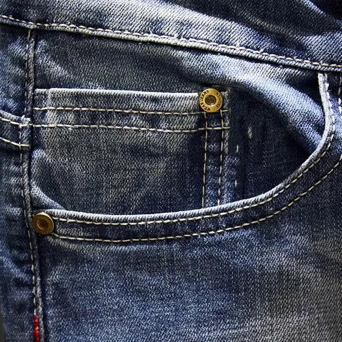 Jean déchiré homme KSTUN bleu clair style streetwear hip hop pantalon crayon casual ajustement slim fit