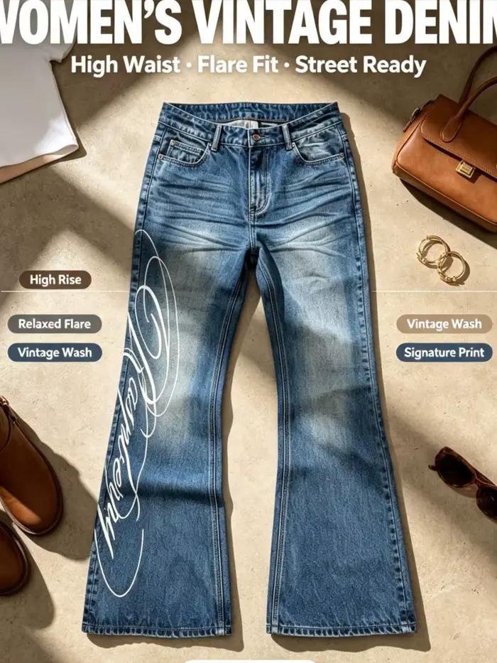 Jean Vintage imprimé pour femme
