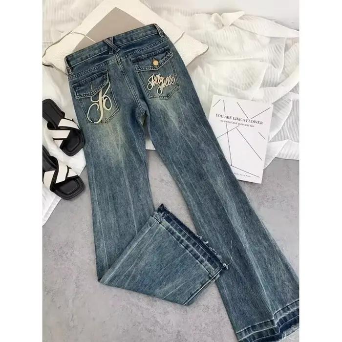 Jean taille basse rétro américain pour femme