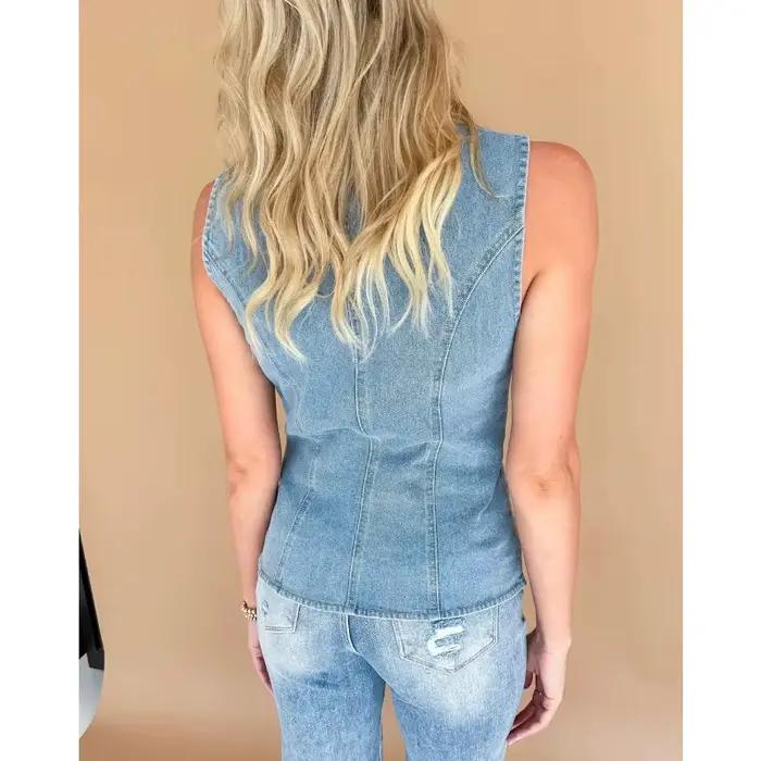 Gilet en jean sans manches pour femme