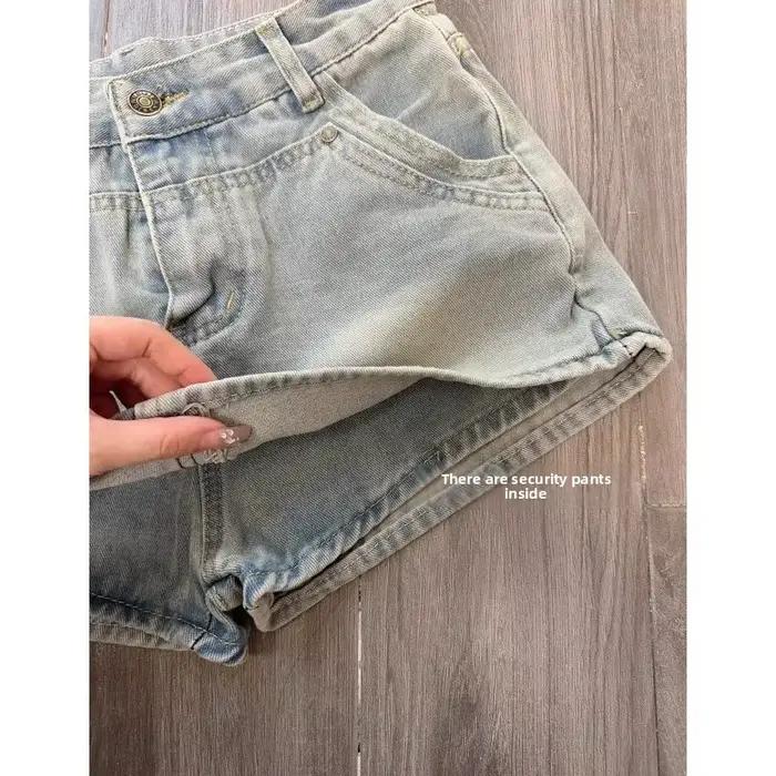 Jupe courte en jean taille haute grande taille pour femme