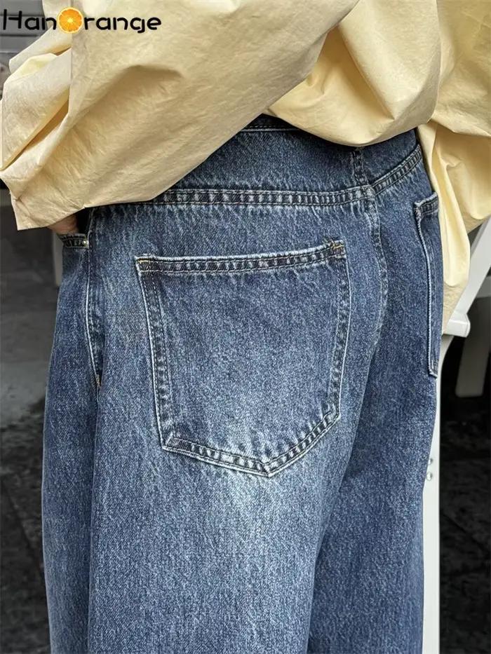 Début du printemps Simple décontracté ample droite cheville longueur jean femmes