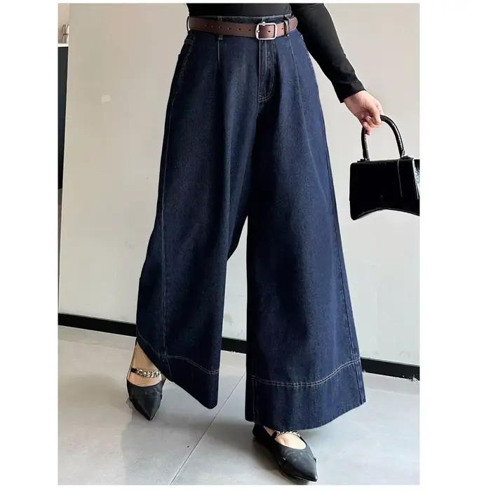 Pantalon long en jean taille haute