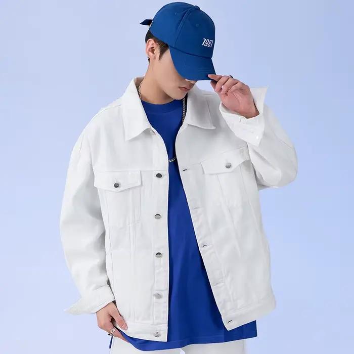 Veste en jean blanche surdimensionnée pour homme