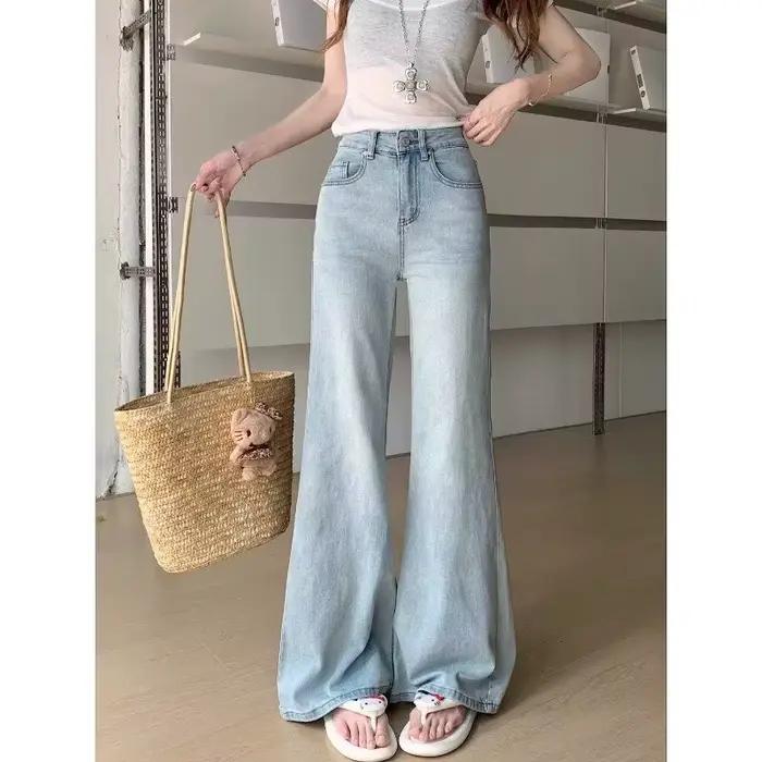 Jean évasé taille haute pour femme