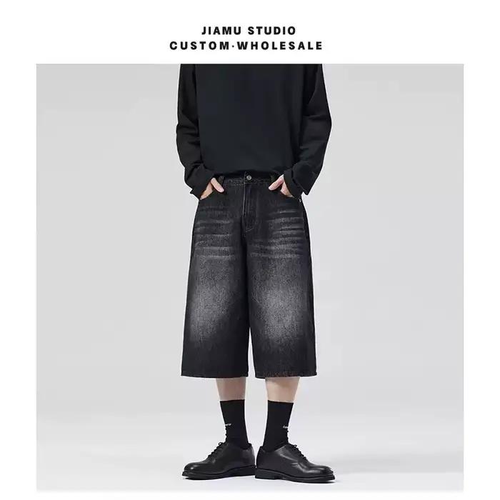 HANGLU 2025 jean Baggy pour hommes 4 couleurs coupe ample Streetwear américain décontracté jambe droite pantalon en Denim large