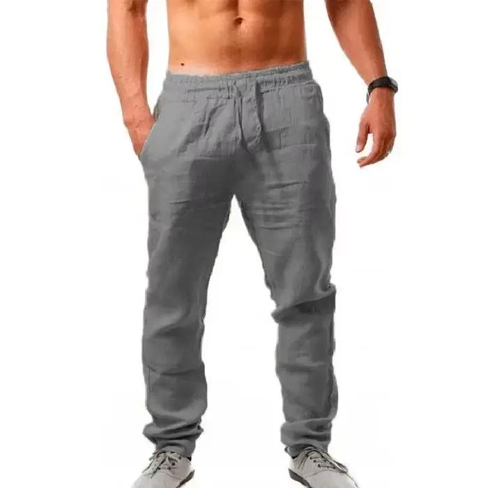 Pantalon baggy homme en coton et lin