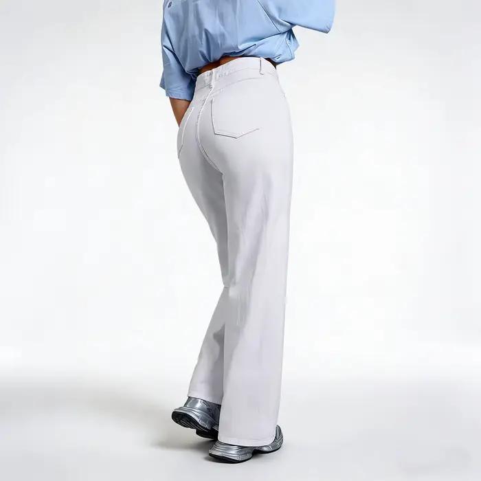 Jean taille haute à jambe large pour femme