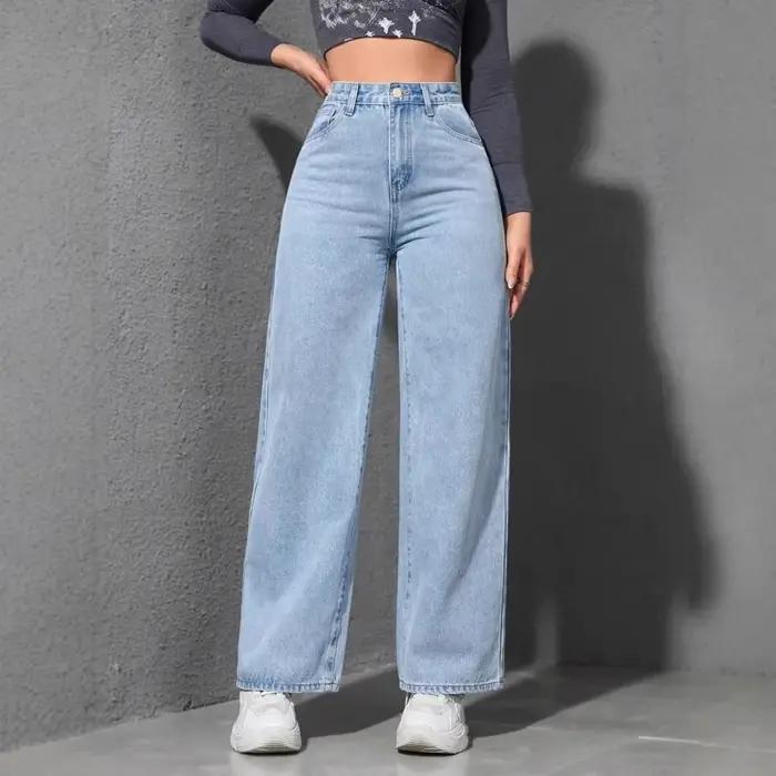 Jeans femmes Denim pantalon large jambe