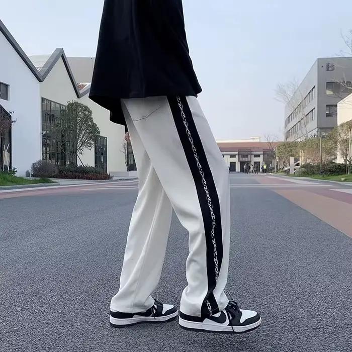 Pantalon Homme Nouvelle Collection Tendance Estivale Confortable Légère Coupe Droite Polyvalente Polyester Blanc Bleu Ciel Occasions Quotidiennes