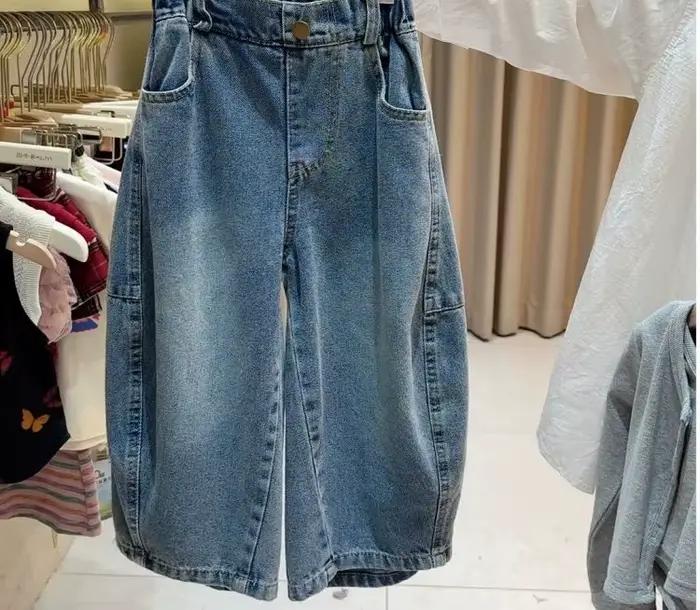 Jeans pour filles à jambes larges, coton et polyester, confortable et tendance pour les filles de 4 à 6 ans, nouveau style coréen pour l'automne