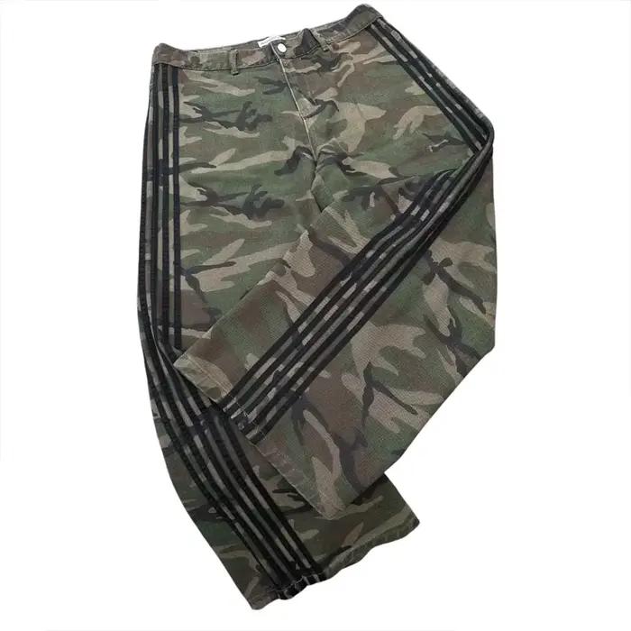 Jeans baggy Y2K rétro homme camouflage brodé rayé Harajuku pantalon survêtement femmes hip hop streetwear camo jambe large denim pantalon toutes saisons style décontracté