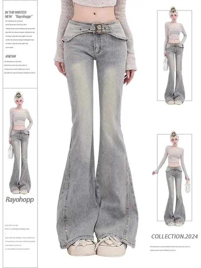 Jean évasé taille basse pour femme