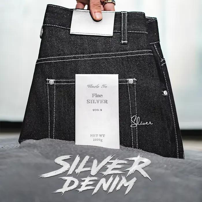 Maden Jean vintage homme en denim argenté 13OZ selvedge original pantalon droit taille mi-haute sans élasticité pour
