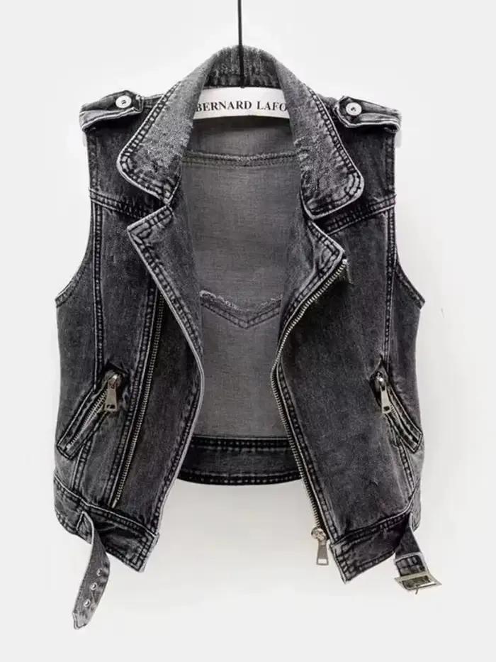 Gilet en Jean de Cowboy gris pour femmes