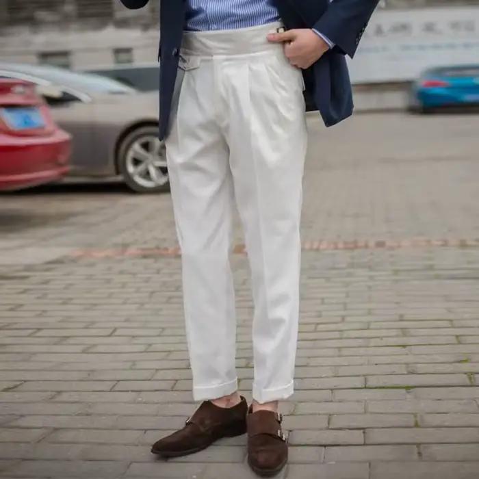Mode printemps automne Vintage hommes Gurkha pantalon Style britannique taille haute décontractée