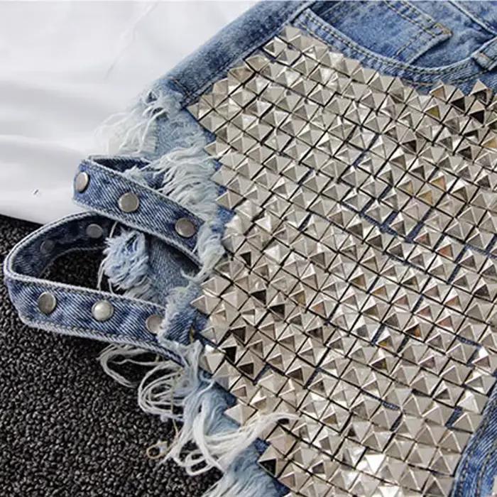 Punk Rivet denim shorts 2022 été printemps femmes taille haute lâche gland jeans