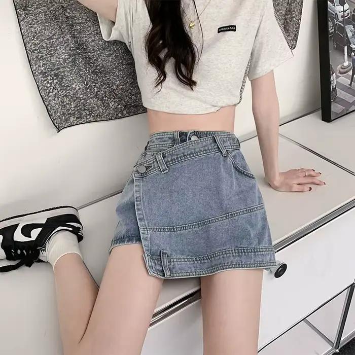 Jeans jupes pour femmes taille haute Chorts pantalon femme Denim jupe Sexy Coquette une ligne vêtements élégants tendance 2025 esthétique V