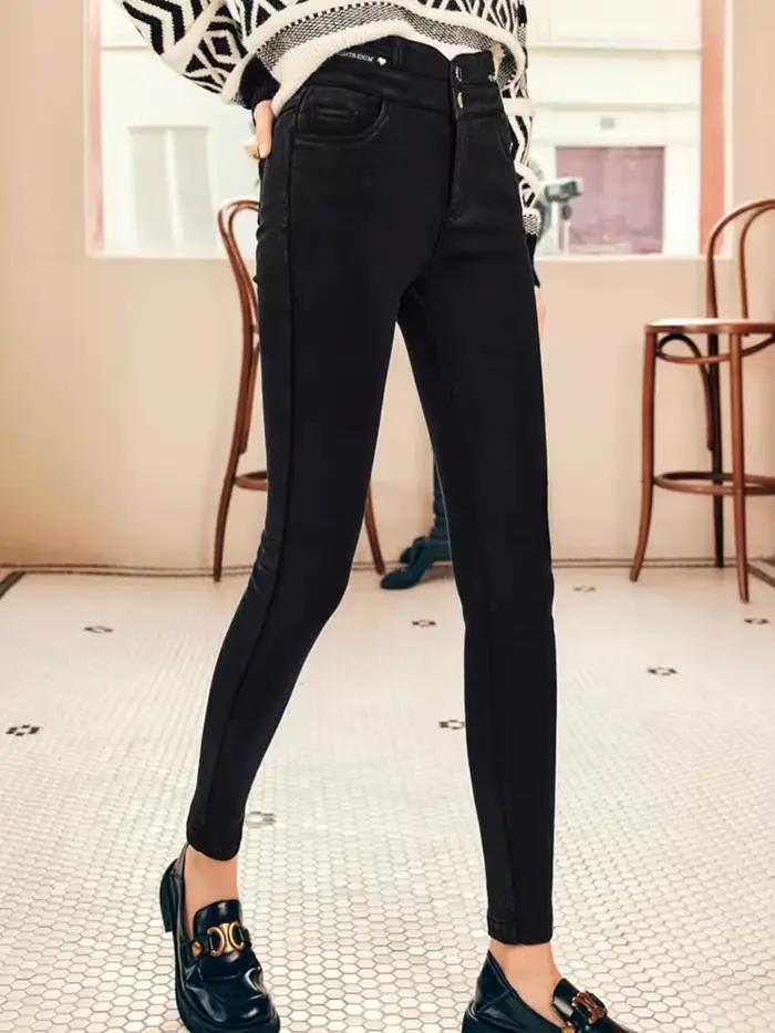 OLrain Jean noir pour femme