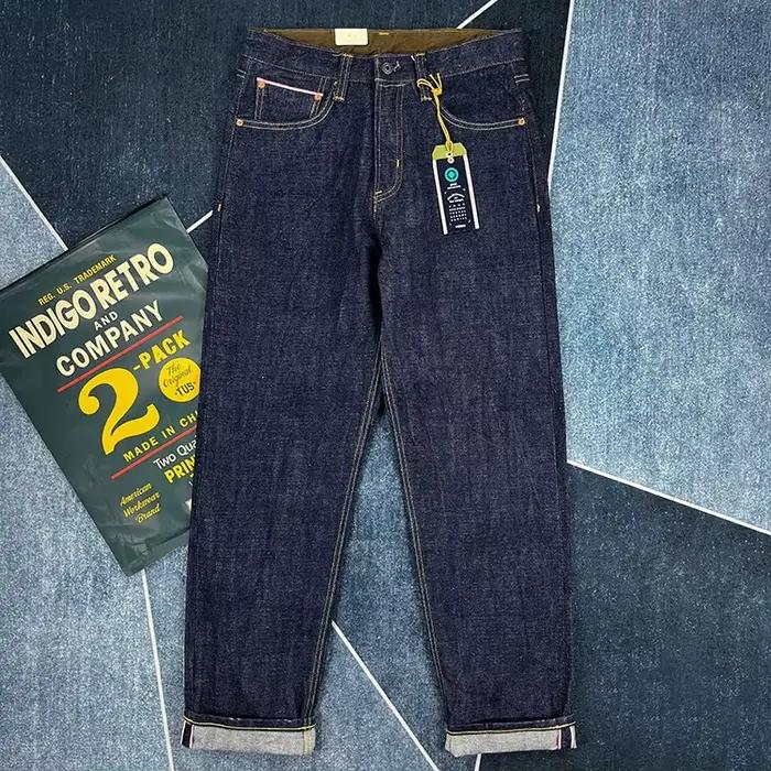 16oz haute qualité rose Selvadge Denim jean pour hommes coton lavé pantalon brut bleu américain Vintage dur épais