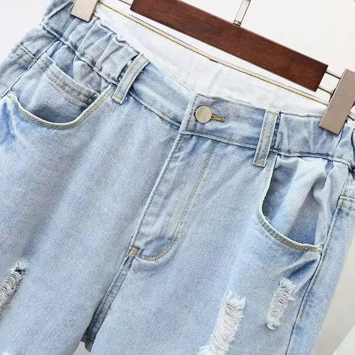 Jean déchiré ample taille haute pour Femme