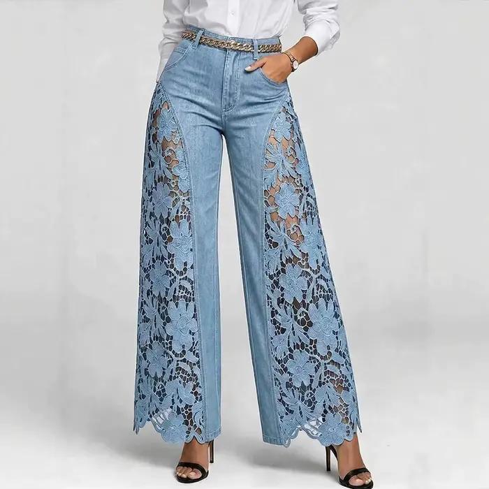 Pantalon large taille haute pour femme