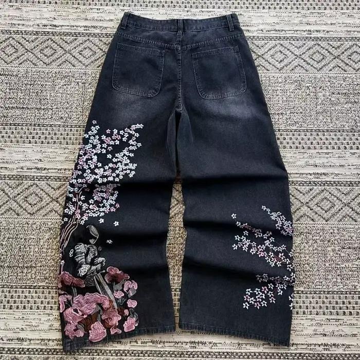 Jean décontracté en denim style Hip-Hop pantalon de travail industriel robuste taille haute coupe droite jambe large Harajuku Y2K pour hommes et femmes occasions spéciales