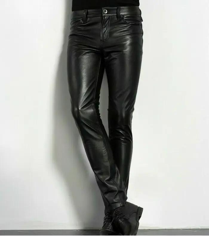 Pantalon en cuir PU pour hommes