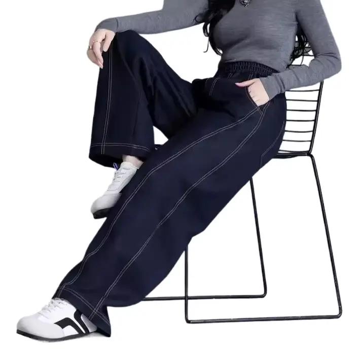 Jeans femmes 2025 pantalon à jambes larges ample taille haute coton denim décontracté printemps automne occassions variées