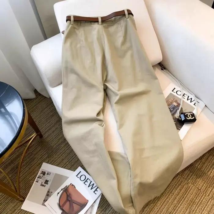 Jean droit taille haute kaki pour femme