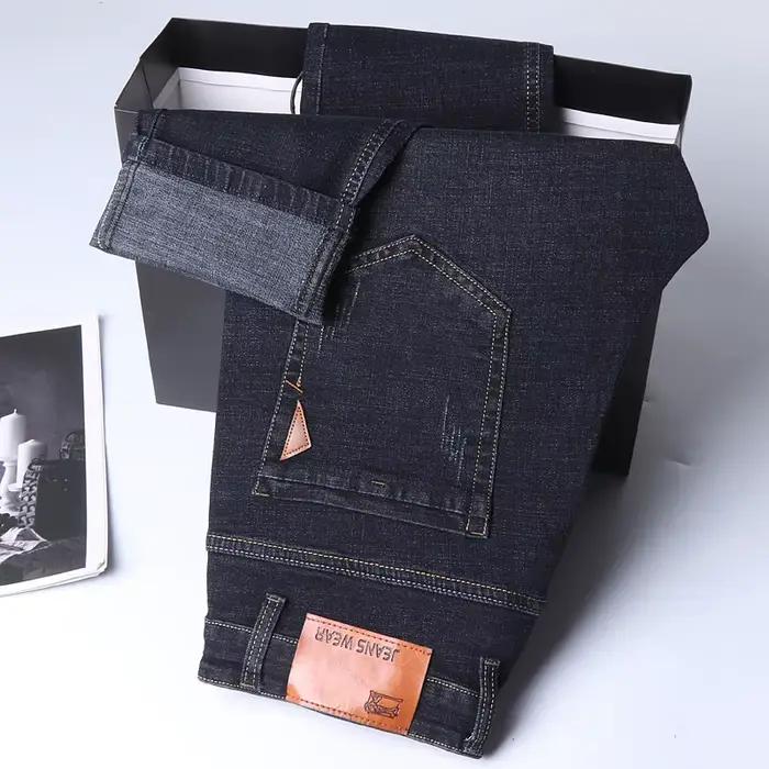 Jeans droits pour hommes, coupe slim extensible, confortables et doux, idéaux pour le business et les occasions décontractées