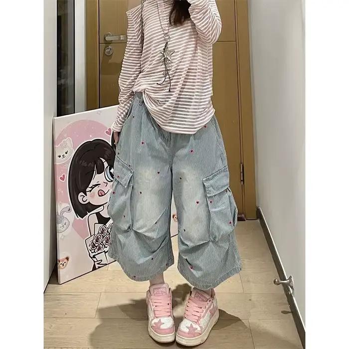 Jeans cargo vintage été années 90 pour femmes