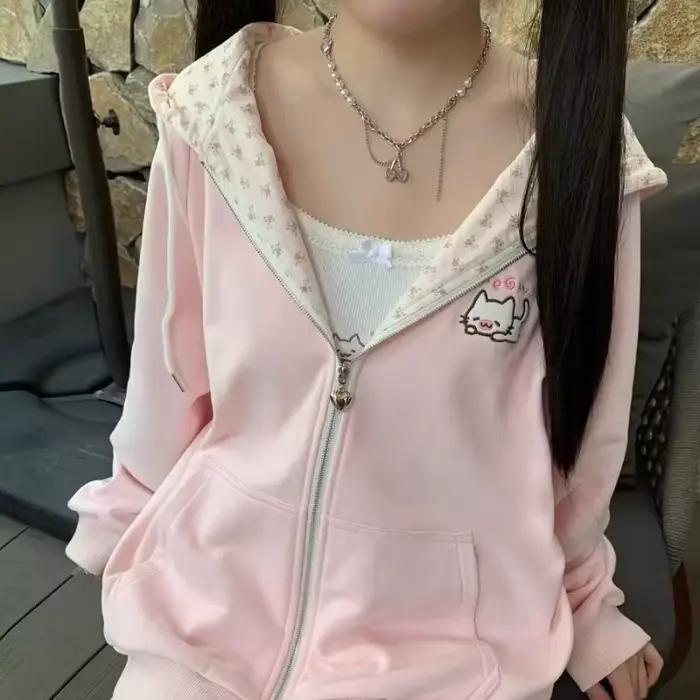Manteau à capuche Harajuku coréen Kawaii pour femmes