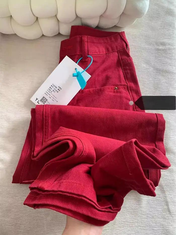 Jean rouge de Style américain pour femmes