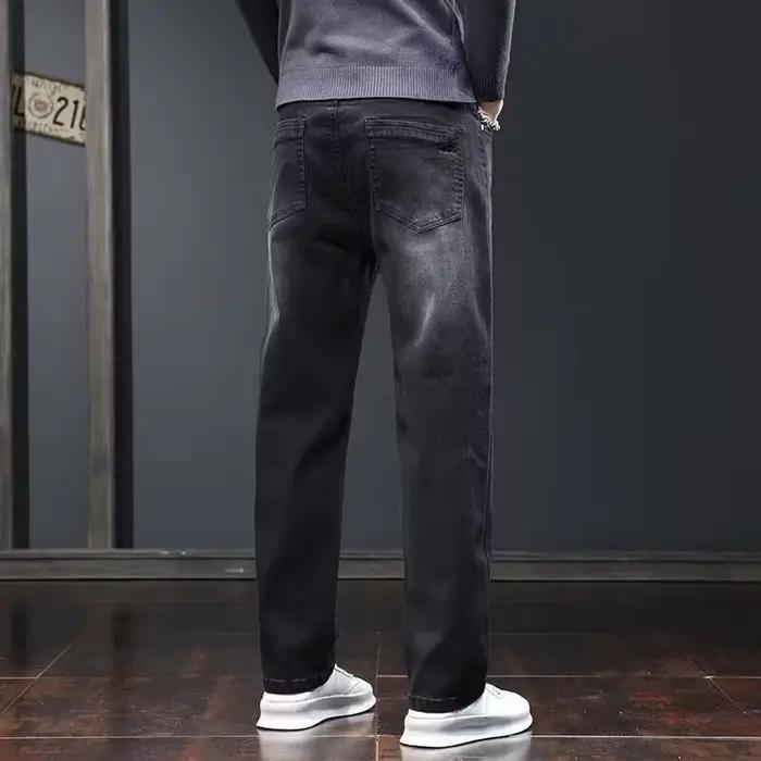 2025 nouveaux hommes mode ample droite élasticité jean mâle résistant à l'usure coupe ajustée Denim pantalon