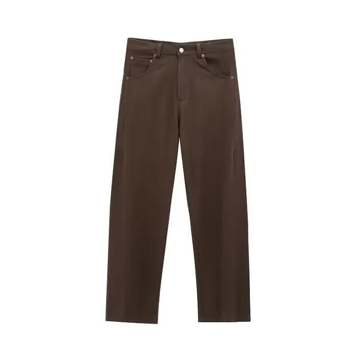 HXAO marron Denim pantalon ensemble femmes 2025 printemps 2 pièces