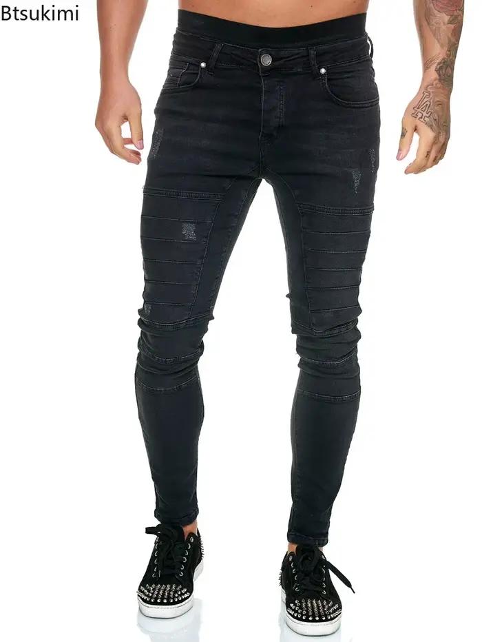 Nouveau Jean Skinny Homme Style Urbain 2026 – Pantalon en Denim Moto Tendance