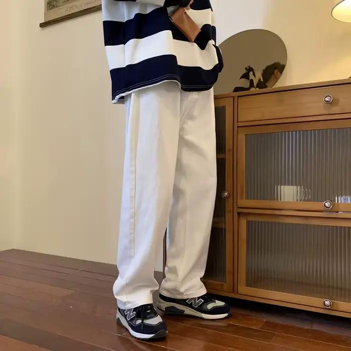 Jeans droits vintage café pour hommes et femmes