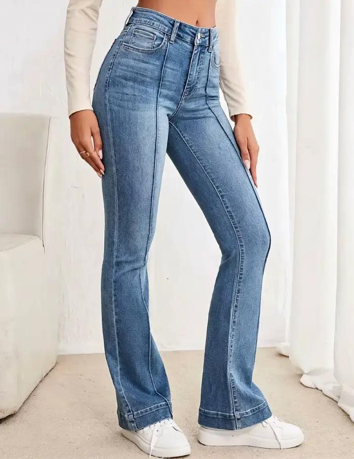 Jean taille haute évasé pour femme