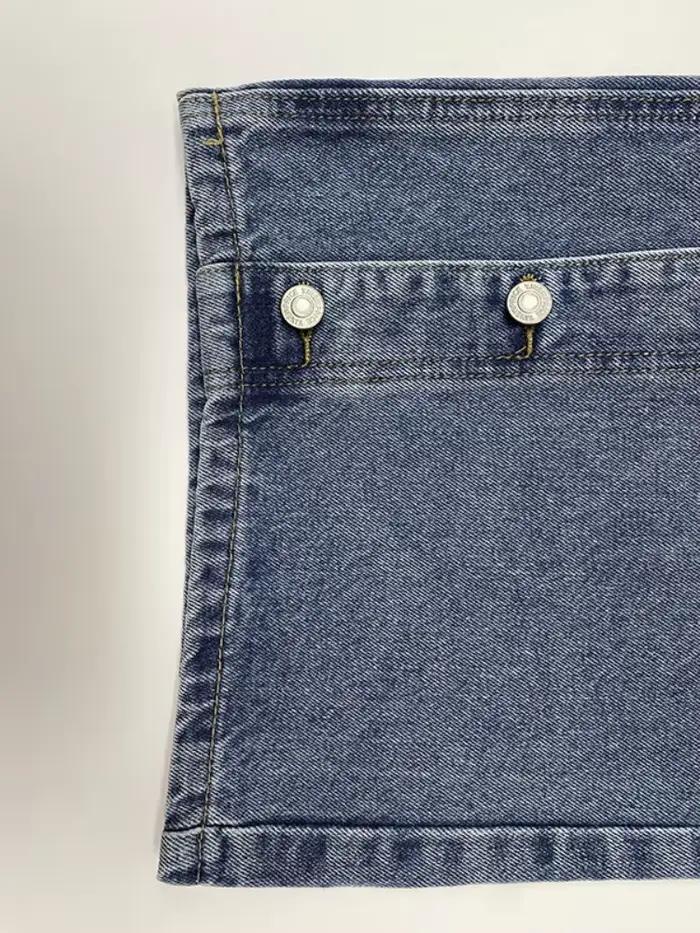 Krisstarsgirls 2025 nouveau pantalon en Jean Baggy femme printemps été poches boutonnées taille haute petit ami