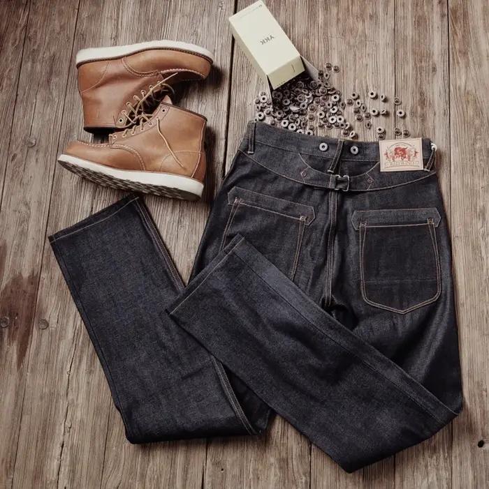 Balikou Red Tornado Lire la description! Pantalon en jean non lavé à lisière indigo brut