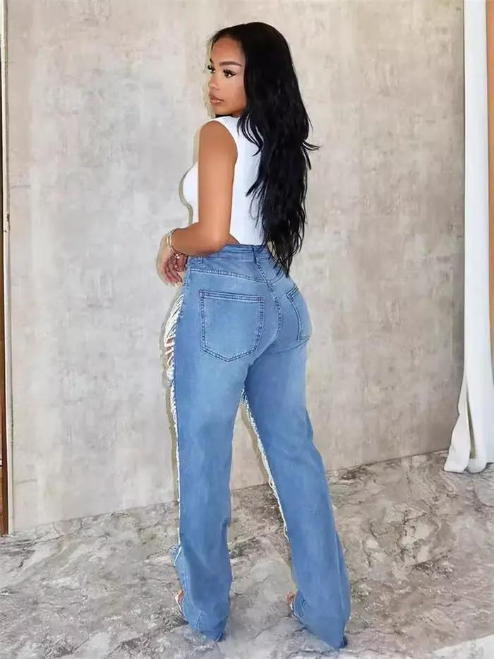 Pantalon en denim déchiré Wmstar style boyfriend pour femmes occassions quotidiennes et évènements informels