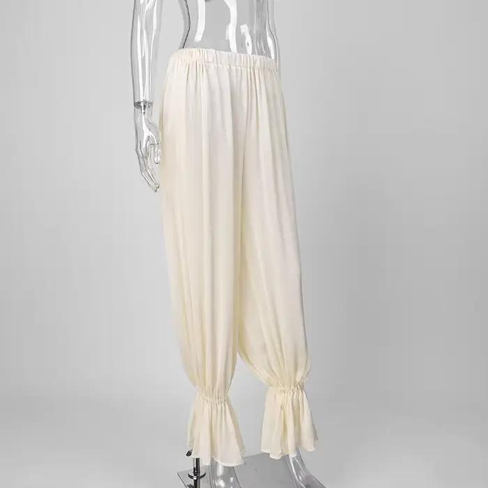 Pantalon Ballon Plissé Y2K Blanc pour Femme Style Vintage Streetwear Polyvalent pour Quotidien Coupe Ample et Oversize