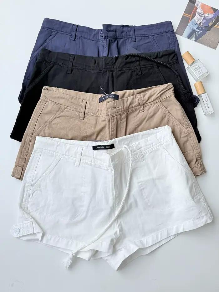 Short en coton uni pour femme