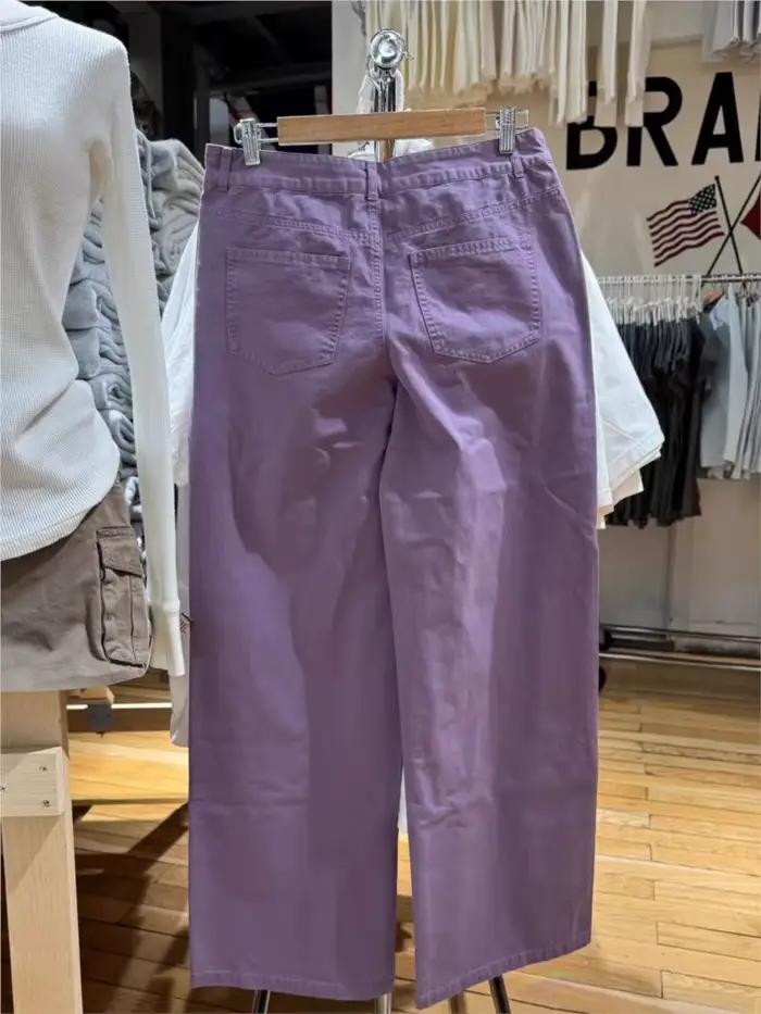 Jean droit violet pour femme