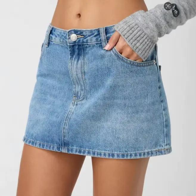 Jupe en jean délavé pour femmes
