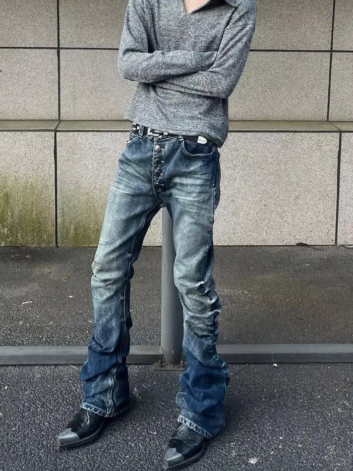 Jean plissé coupe droite slim pour homme