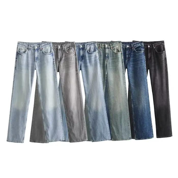 PRINTKAOIR jean Long taille droite hauteur 2025 automne hiver nouveau produit de lavage Y2k